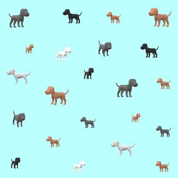 Illustration Colorful Silhouettes Various Sizes Puppies Light Blue Background Wrapping — Stock Photo, Image