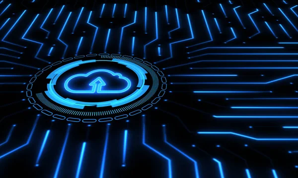 İnternet veri depolama bulutu konsepti. Buluta veri yükleniyor