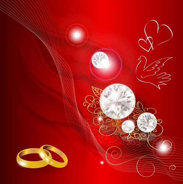 Fondo ahumado abstracto con diamantes y anillos de boda — Vector de stock