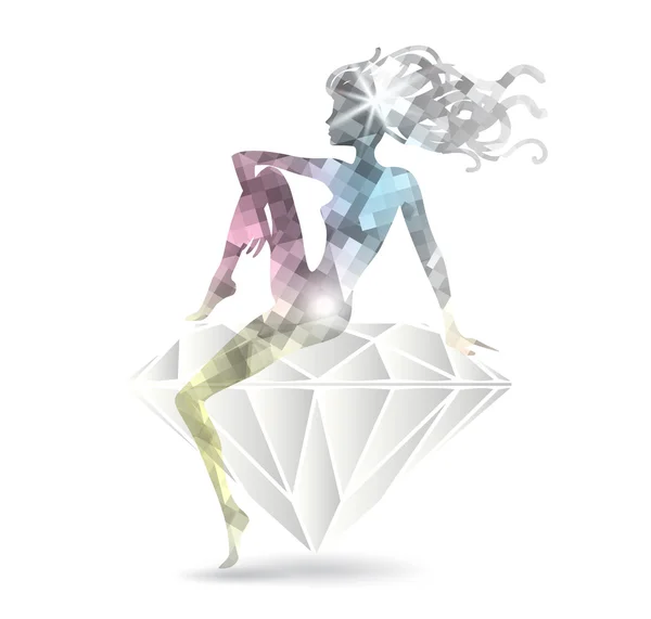 Diamond woman on diamond — Stock Vector