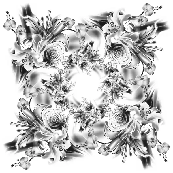 çiçekler, basit kalem ve kömür eski beyaz kağıt üzerine çizim