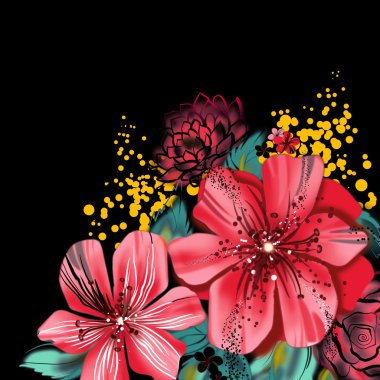 pembe çiçekler suluboya tekniği ile resim