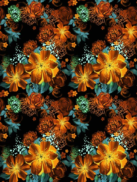 Kırmızı çiçekler suluboya tekniği ile sorunsuz doku.