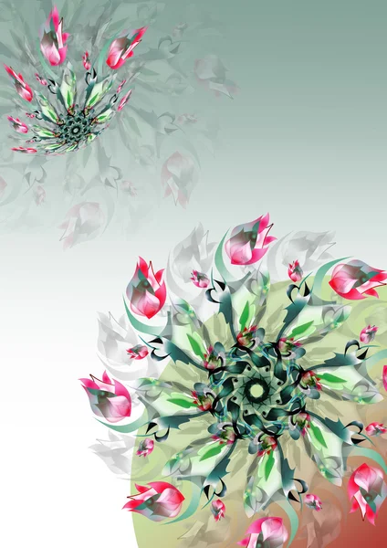Gröna ornament i form av en blomma, snöflinga eller stjärna — Stockfoto