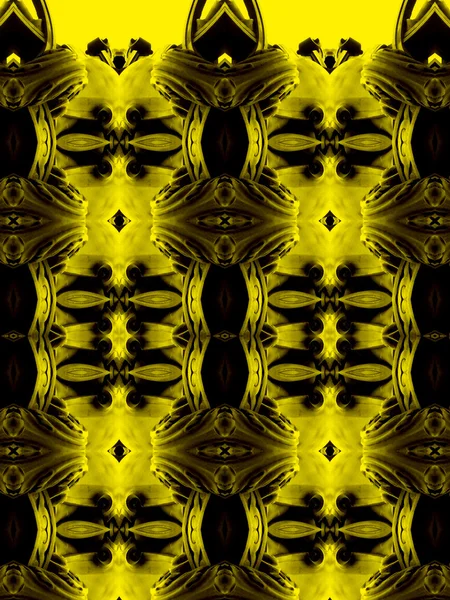 Patrón negro abstracto con el efecto del volumen sobre un fondo amarillo . — Foto de Stock