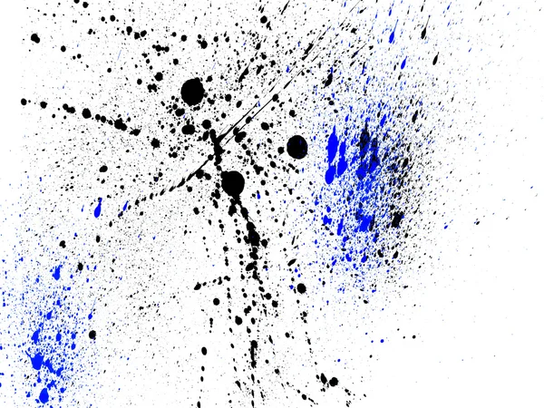 Beyaz arka plan siyah ve mavi boya sıçraması ile