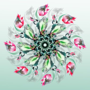 bir çiçek, kar tanesi veya yıldız şeklinde desen