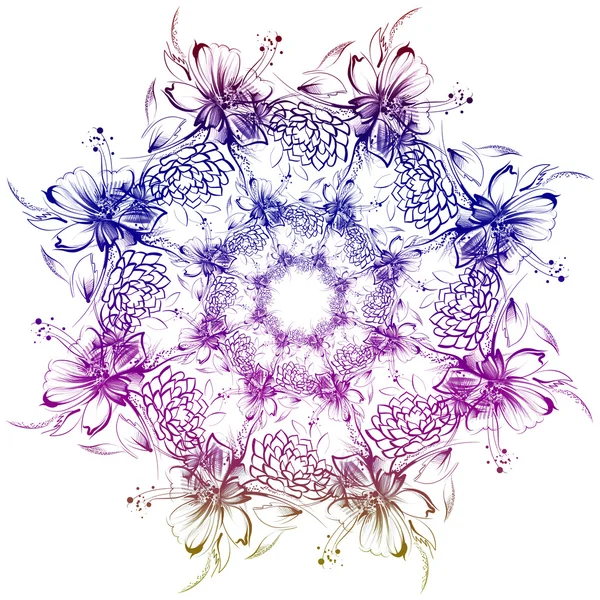 çiçekler, basit kalem ve kömür eski beyaz kağıt üzerine çizim