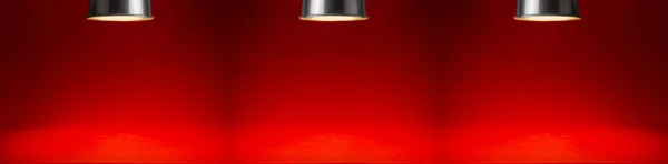 Luxus Piros Üres Jelenet Reflektorfényekkel Fényfoltokkal Bannerrel Elegáns Absztrakt Színpad — Stock Fotó