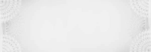 Белый Современный Простой Баннер Белыми Резными Круглыми Бумажными Веерами Качестве — стоковое фото