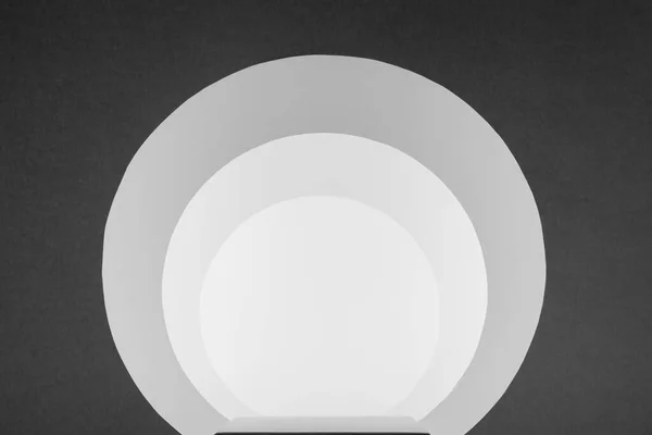 Abstract Grey White Stage Pedestal Rounded Arches Tunnel Light Shadow — Stock Photo, Image