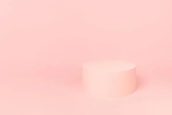 Elegancki Pastelowy Różowy Okrąg Makieta Pojedynczego Podium Miękkim Tle Światła — Zdjęcie stockowe