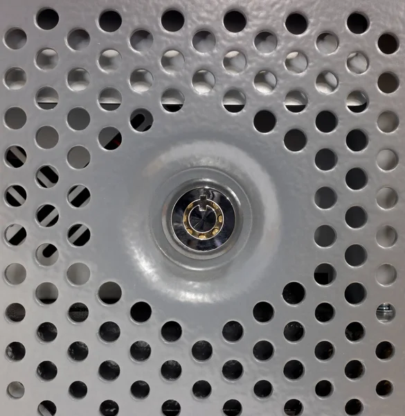 Cylinder Lock Pins Button Metal Door Ventilation Holes Copy Space — Zdjęcie stockowe