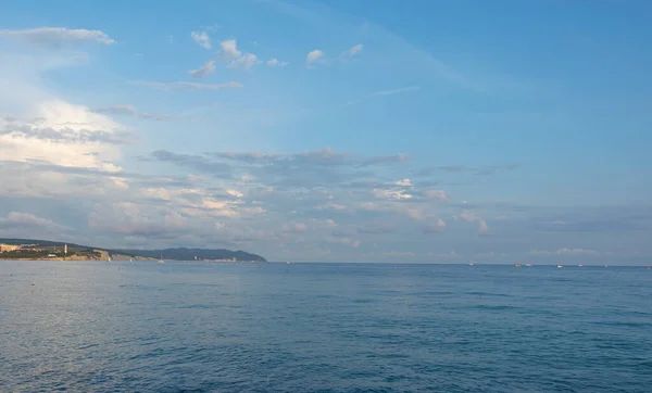 Yachts Background Ocean Blue Sky Clouds Copy Space — Foto de Stock