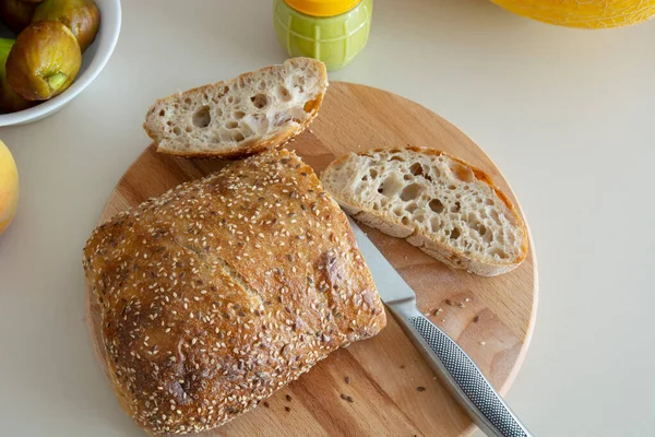 Pão Com Sementes Pote Mel Misturado Com Gengibre Conceito Uma — Fotografia de Stock