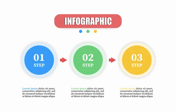 Infográfico Negócios Três Círculos Linha Tempo Com Passos Opções Pode — Vetor de Stock