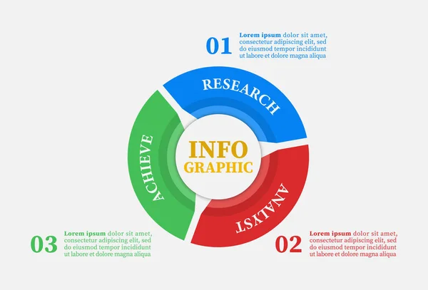 Business Infografik Präsentation Drei Elemente Prozessdiagramm Vektor Mit Schritten Oder — Stockvektor