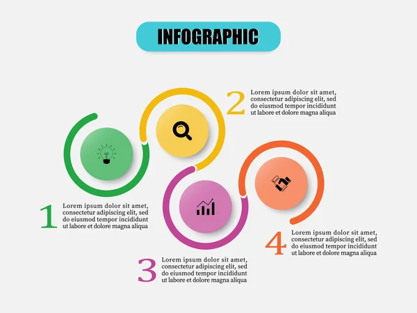Infografik Kreis Design Vorlage Vier Element Geschäftsprozess Mit Schritten Oder — Stockvektor