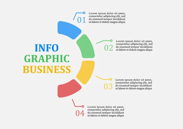 Business Moderne Bunte Infografik Vier Schritte Zeitachse Infografik Halbkreis Mit — Stockvektor