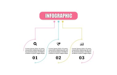 3 adım ya da seçenekli bilgi planlama şablonu. Kavramsal çember zaman çizgisi bilgi grafikleri tasarımı sunar. İş akışı düzeni, diyagram, grafik, rapor, web tasarımı için kullanılabilir.