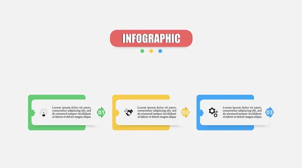 Kroky Časová Osa Infographics Design Prezentovat Tři Prvky Koncepce Infographic — Stockový vektor