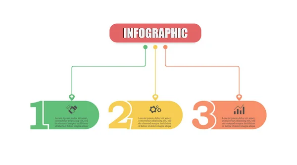 Infografiken Timeline Quadratische Design Präsentation Drei Element Infografische Planungsvorlage Zeitleiste — Stockvektor