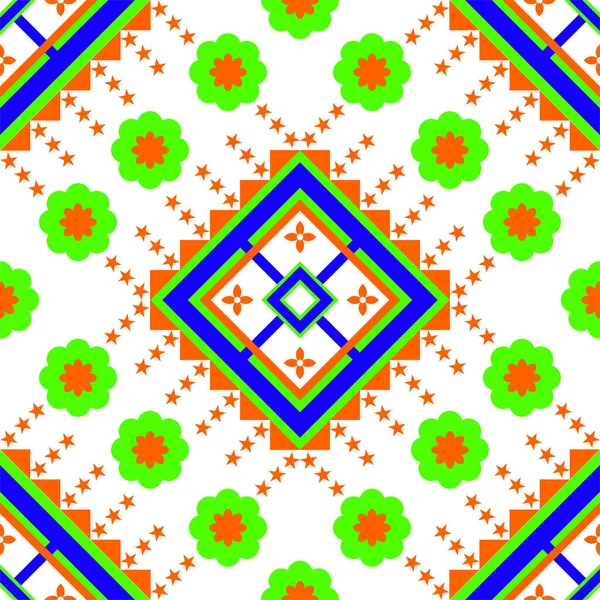 Geometric ethnic oriental floral and star seamless pattern traditional. Design for background, carpet, wallpaper, clothing, wrapping, Batik, fabric, Vector illustration and embroidery style.