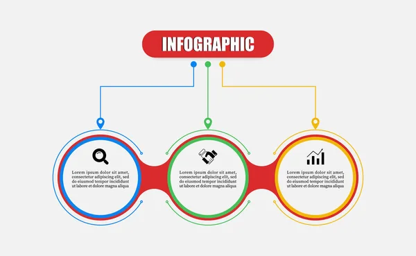 Infographic Circle Timeline Business Three Steps Circle Vector Design Template — Stockový vektor
