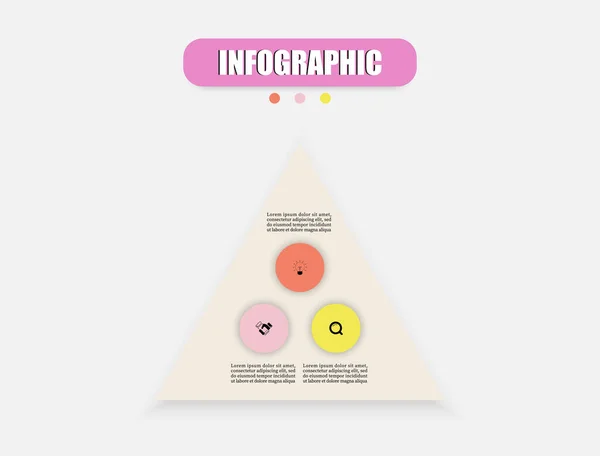 Triangle Infographie Présente Trois Étapes Plan Chronologique Infographie Modèle Conception — Image vectorielle