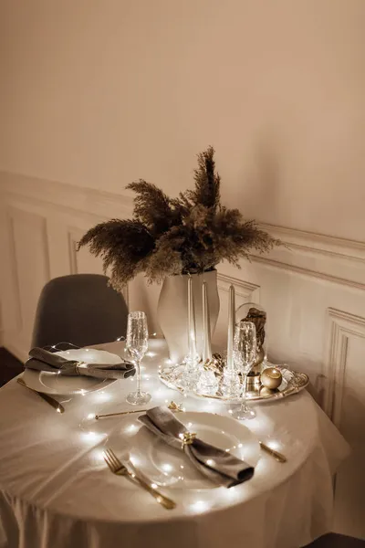 Romantický Teplý Útulný Večer Obývacím Pokoji Vánoční Design Interiéru Vánoční Stock Obrázky