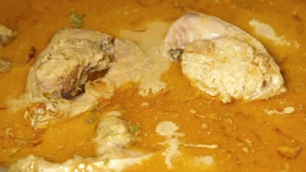 Närbild av hemmagjord indisk curryfisk. — Stockvideo