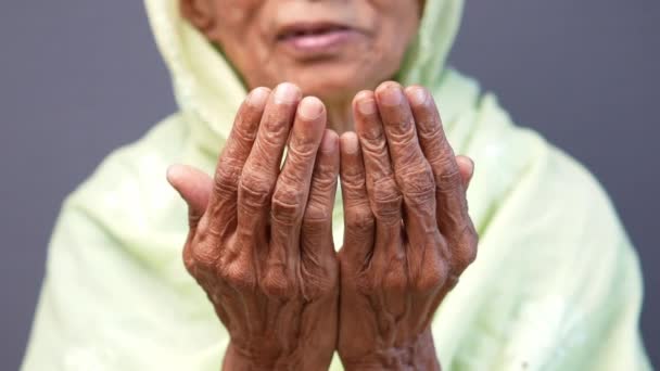 Старші жінки моляться в Рамадані, вибірковий фокус — стокове відео