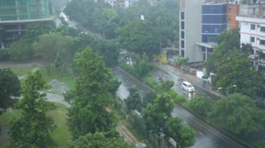 Dhaka şehrinin konut ve finans binalarının yüksek açılı görüntüsü 