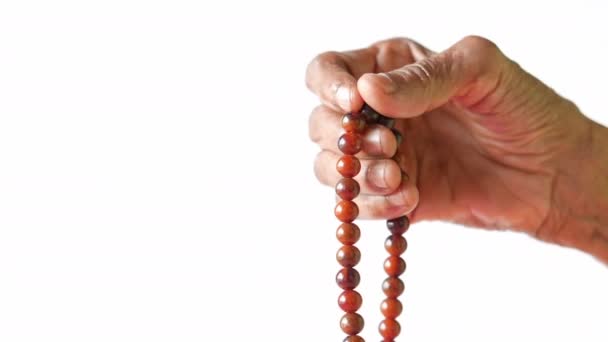 Close up of senior women hand praying at ramadan — Stock Video