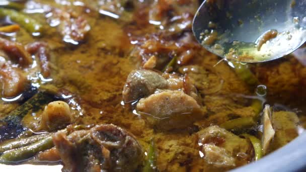 Traditionnel indien curry agneau masala dans un bol sur la table — Video