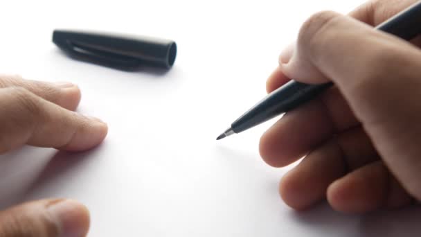 Close up of man hand writing a letter with fountain pen — Stock Video