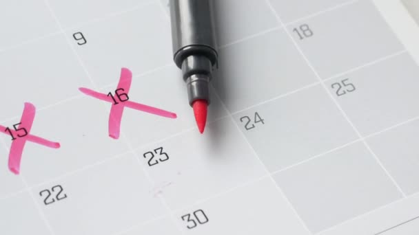 Concept de date limite avec marque rouge sur la date du calendrier — Video