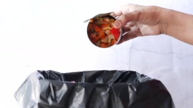 Yemek kutusunu çöp kutusuna atmak. 