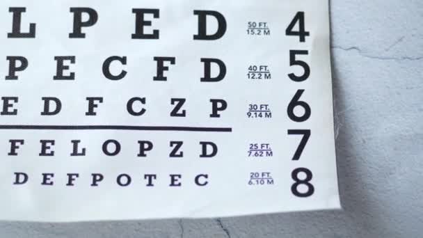 Oftalmologista um alvo de teste para correção da visão — Vídeo de Stock
