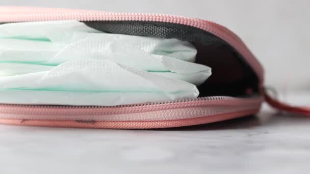 Close up of sanitary pad on a table — Stock Video
