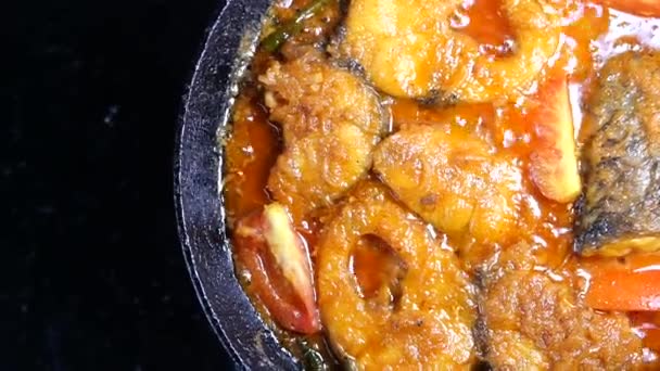 Gros Plan Poisson Curry Indien Fait Maison — Video