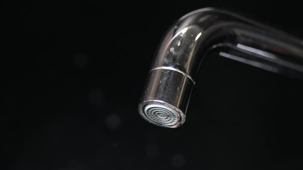 Faucet Flowing Water Closeup — Stock Video