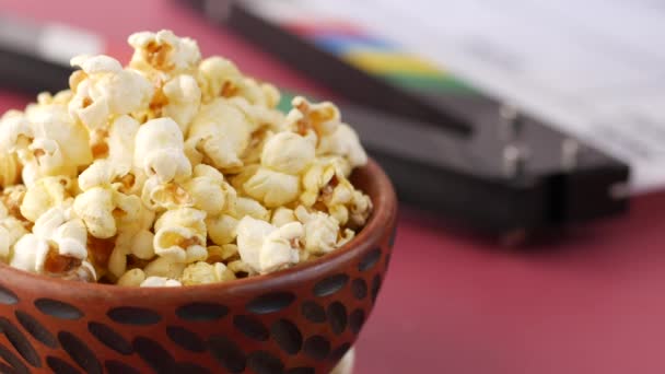 Film Clapper Board Popcorn Tafel — Stockvideo