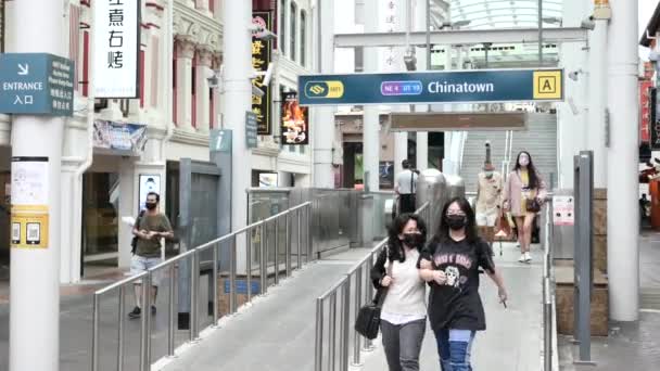 China Town Singapur1 Červen2022 Čína Město Metro Mrt Stanice Blue — Stock video