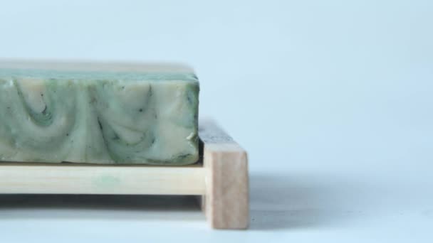 Homemade Natural Soap Bar White Background — Stock Video