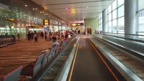 Singapore Changi Airport Juni 2022 Bezoekers Lopen Changi Airport — Stockvideo