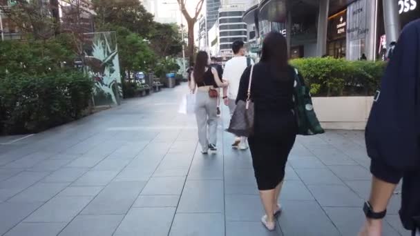 Singapore Juni 2022 Groep Mensen Loopt Orchad Weg — Stockvideo