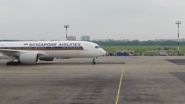 Singapore June 2022 Airbus 446 Prepairng Start Airport Singapore — Video Stock