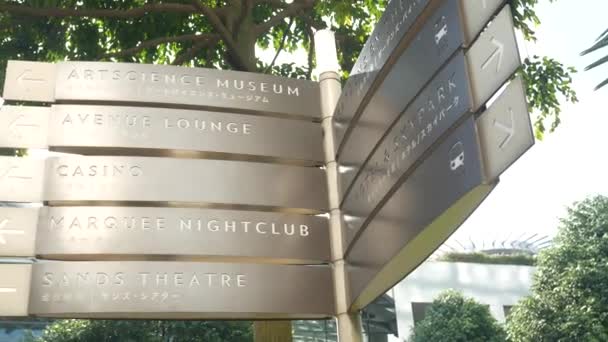 Marina Bay Road Sign Singaproe — 图库视频影像
