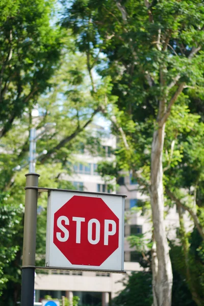 Stop Sign Empty Road — Foto de Stock